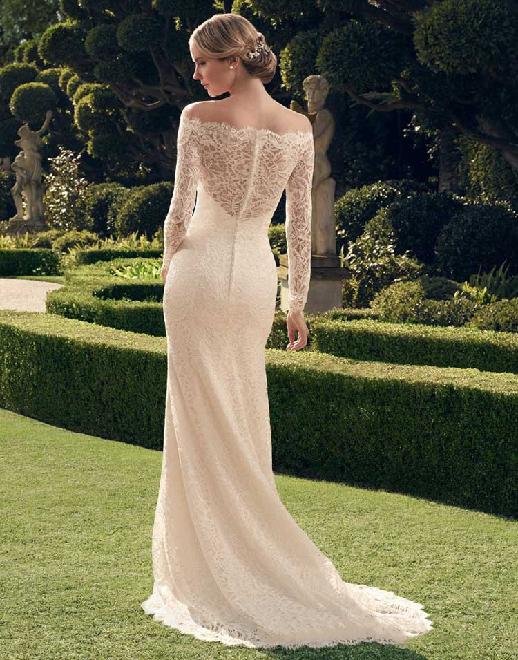 2022 Full Lace Mermaid Wedding Dresses Bateau Neck Long Sleeve Bridal Gowns Sexy Illusion Back Buttons Boho Beach Bride Wedding Dress Custom Made Robe