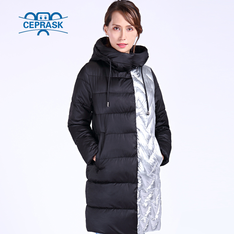 CEPRASK New Metallc Thick Parka Plus Size Long Bio fluff Hooded Women Winter coat European style Warm Stylish Winter Jacket 200928