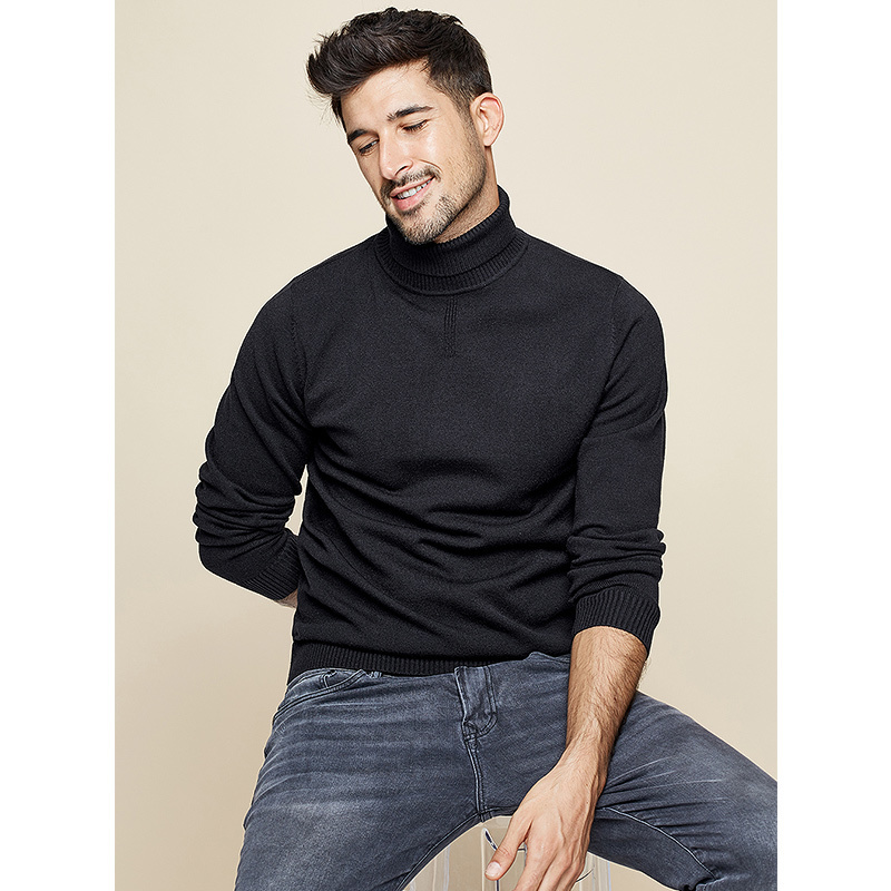 KUEGOU autumn winter Man's sweater Knitting High collar turtleneck men Warm sweater fashion gentleman plus size XZ-8923 201124