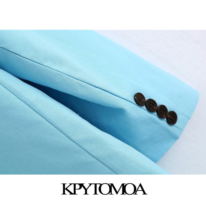 KPYTOMOA Women Fashion Single Button Long Style Blazers Coat Vintage Notched Collar Sleeve Female Outerwear Chic Tops 201114