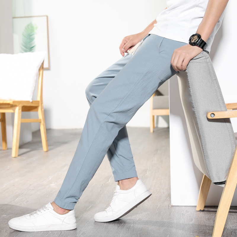 Summer Men's Linen pants Hip Hop Ankle-Length Men Pencil Pants Solid color Breathable comfort Fashion Linen Pants Men 5XL 201027