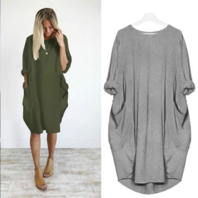 5XL Summer Loose Pocket Midi Dress Women Basic Design Round Neck Casual Baggy Long Tops Dress Plus Size, Black
5XL Summer Loose Pocket Midi Dress Women Basic Design Round Neck Casual Baggy Long Tops Dress Plus Size, Black