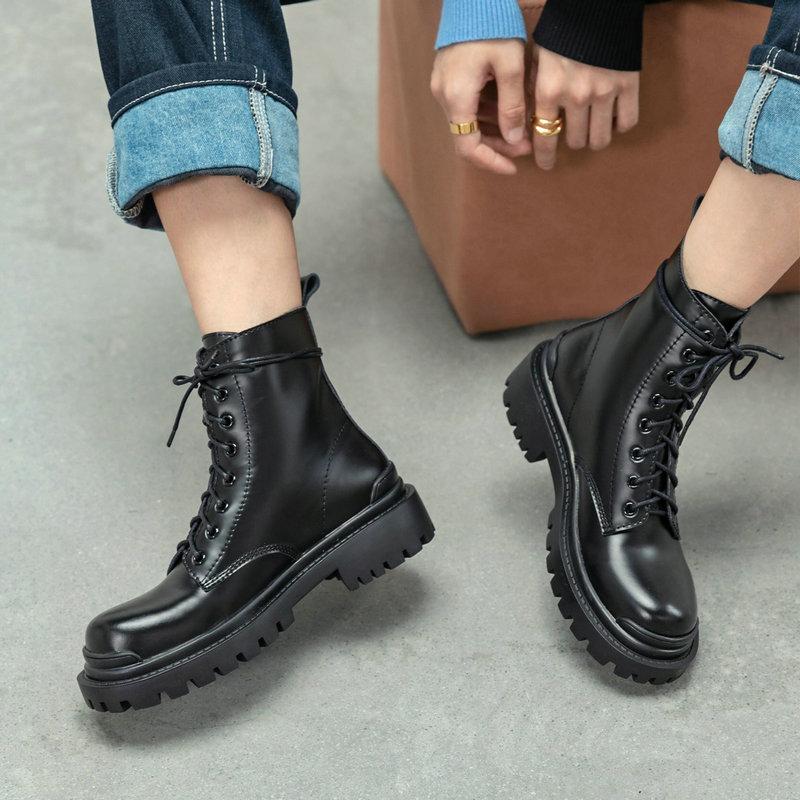 Genuine Leather Thick Heels Women Winter Boots Leather Round Toe Women Pumps lace up Office Lady Shoes Woman, Black
Genuine Leather Thick Heels Women Winter Boots Leather Round Toe Women Pumps lace up Office Lady Shoes Woman, Black