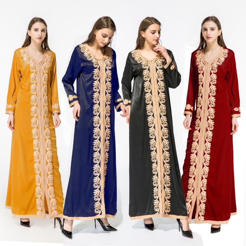 Vintage Muslim Dress Women Embroidery Caftan Moroccan Long Sleeve Maxi Dress Plus Size Islamic Clothing Turkey Kimono Robe, Black
Vintage Muslim Dress Women Embroidery Caftan Moroccan Long Sleeve Maxi Dress Plus Size Islamic Clothing Turkey Kimono Robe, Black