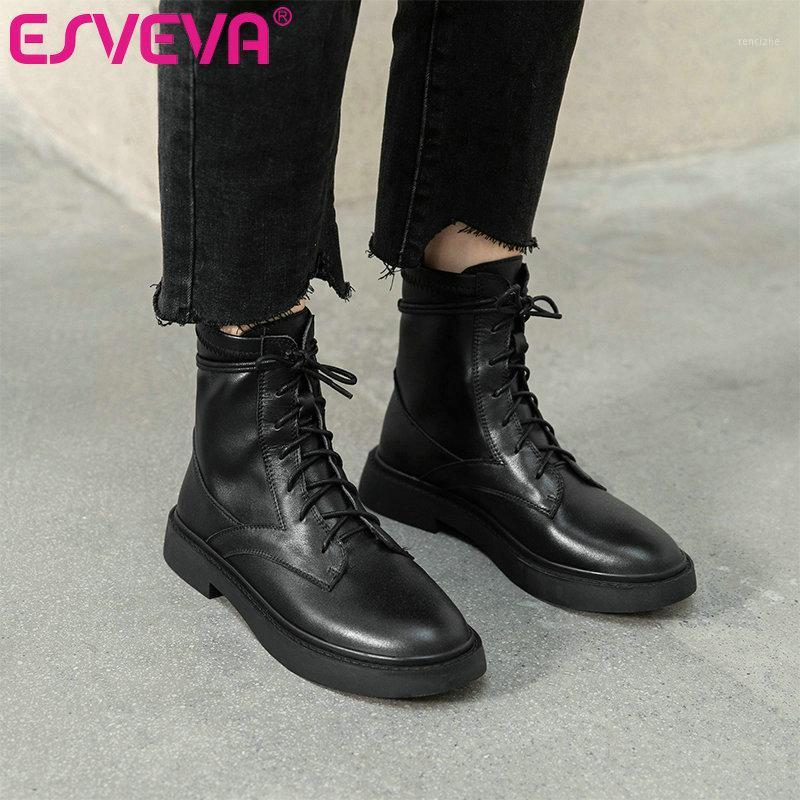 ESVEVA 2021 Lace Up Square Low Heel PU+Leather Ankle Boots Western Style Women Boots Shoes Platform Round Toe Size 34-411, Brown-pu
ESVEVA 2021 Lace Up Square Low Heel PU+Leather Ankle Boots Western Style Women Boots Shoes Platform Round Toe Size 34-411, Brown-pu