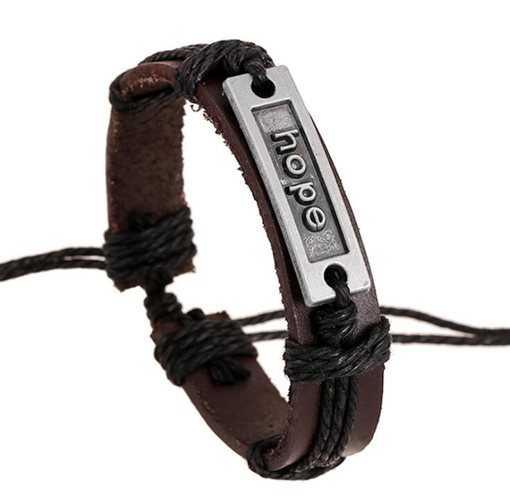 20 style men woman genuine leather bracelet silence believe forgiven FEARLESS BEST FRIEND faith hope Worid peace adjustable bracelet