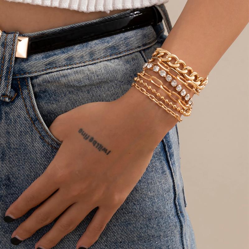 Lacteo 6 Pcs/Set Curb Cuban Multilayer Chain Bracelets for Women Boho Thick Hip Hop Shiny Rhinestone Charm Bracelet Bangles
Lacteo 6 Pcs/Set Curb Cuban Multilayer Chain Bracelets for Women Boho Thick Hip Hop Shiny Rhinestone Charm Bracelet Bangles