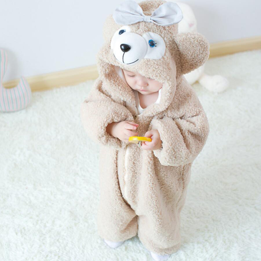 Infant Romper Baby Boys Girls Jumpsuit New born Bebe Clothing Hooded Toddler Baby Clothes Cute bear Romper Baby Costumes 201028