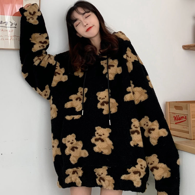 2021 High quality Lamb Teddy Bear Pretty Nightgown with Female Hood Version Lazy Wind Bf Fall Winter Tide in Student Coat L3GM, Brown
2021 High quality Lamb Teddy Bear Pretty Nightgown with Female Hood Version Lazy Wind Bf Fall Winter Tide in Student Coat L3GM, Brown