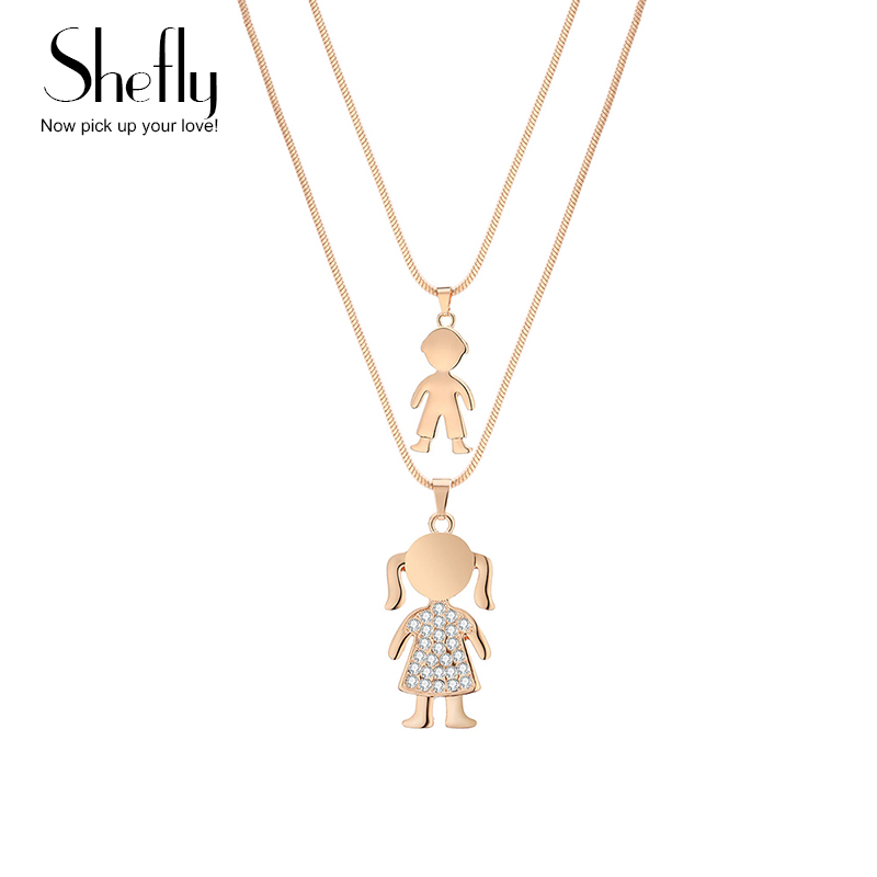 Rhinestone boy girl Figure Family Pendant Necklaces for Women 2 Layered Gold Silvery Snake Chain Jewelry Bijoux collar mujer
Rhinestone boy girl Figure Family Pendant Necklaces for Women 2 Layered Gold Silvery Snake Chain Jewelry Bijoux collar mujer