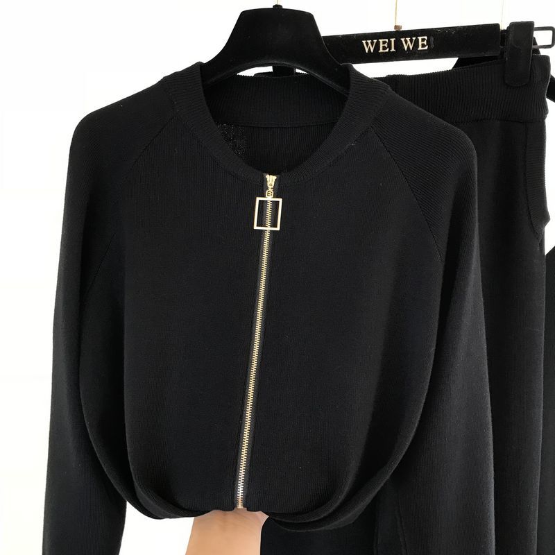 ALPHALMODA Normal Quality Zipper Cardigans + Chain Vest + Pants Women 3pcs Fashion Suit Autumn Winter Cozy Knitting Tracksuits 201008