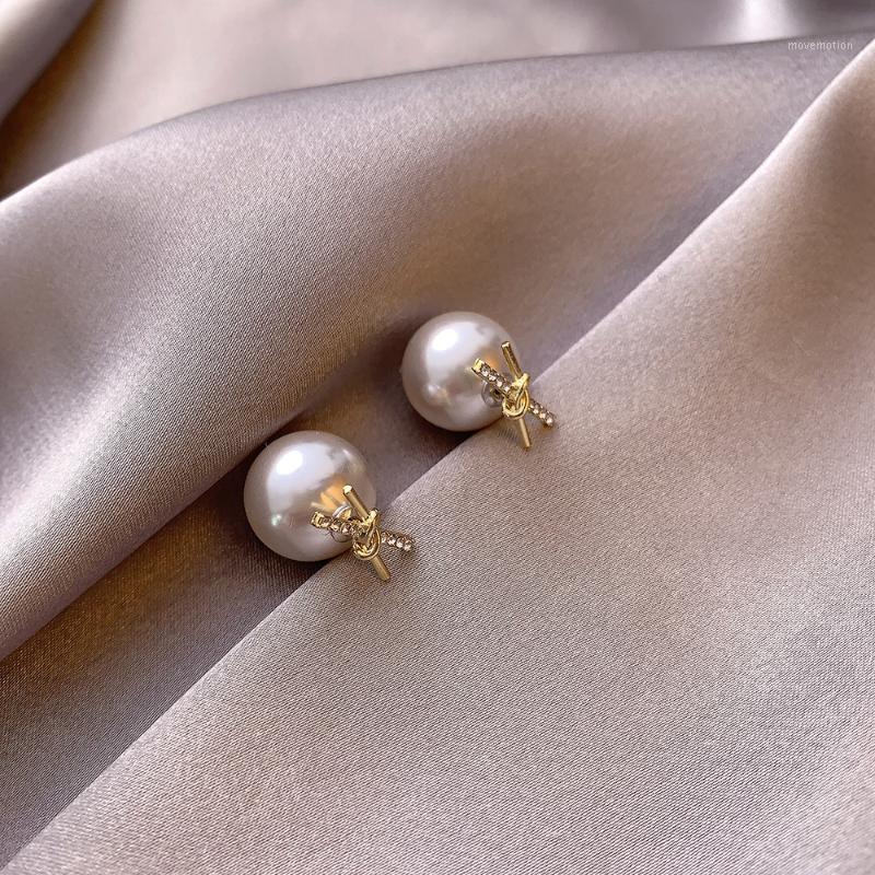Pearl earrings temperament cross earrings Women's with stone Jewelry for women for women earring1