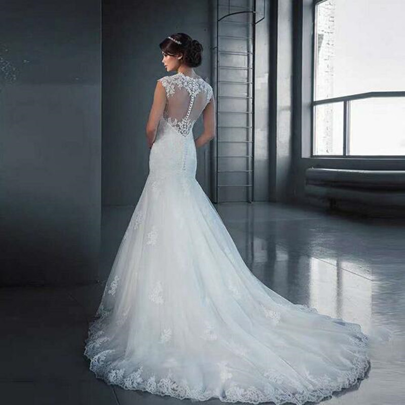 2022 New Design Mermaid Wedding Dresses Sleevelesss Vestidos de novia Vintage Lace Long Bridal Wedding Gowns Jewel Neck Illusion Back Buttons Robes Ma