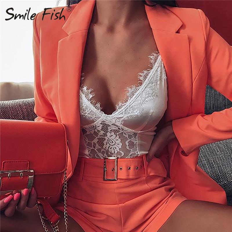 Outfits 2020 Pink Blazer Suit Top Shorts 2 Two Pieces Set with Belt Autumn Winter Women Streetwear Coat Jacket Sets Office GV993
