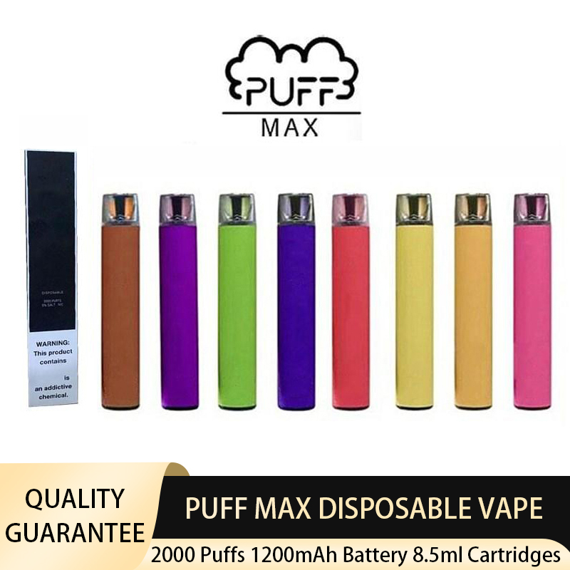 Top Quality PUFF MAX 2000 Puffs Disposable Vape Pen 1200mAh Battery Pre-Filled 8.5ml Cartridges Pod Portable Puff Bar E-cigarette Device
Top Quality PUFF MAX 2000 Puffs Disposable Vape Pen 1200mAh Battery Pre-Filled 8.5ml Cartridges Pod Portable Puff Bar E-cigarette Device