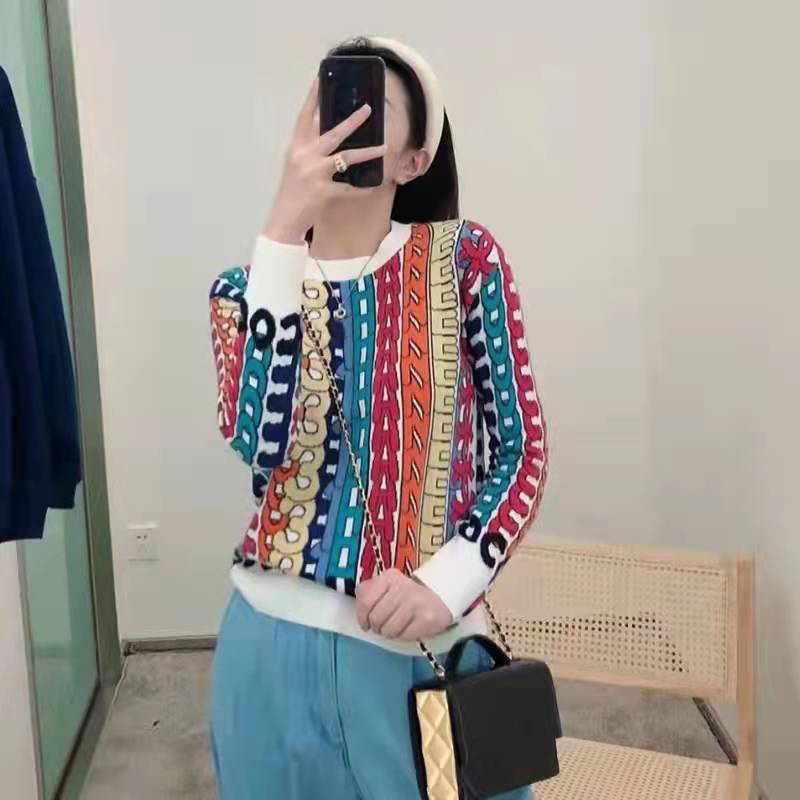 Women' sweater spring long sleeved sweater top designer fashion letter jacquard bottom shirt temperament casual round neck Pullover, Multi
Women' sweater spring long sleeved sweater top designer fashion letter jacquard bottom shirt temperament casual round neck Pullover, Multi