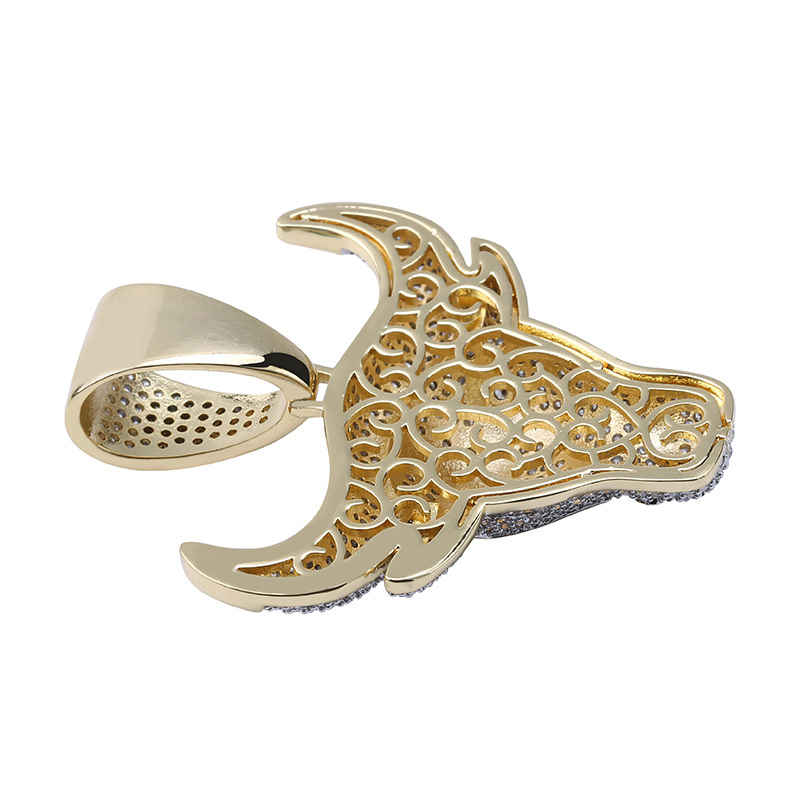 TOPGRILLZ Bull Demon King Gold Silver Color Chain Iced Out Pendant Necklace Men With Tennis Chain Hip Hop/Punk Fashion Jewelry Y200918