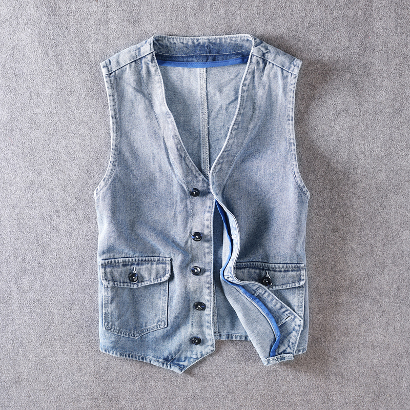 2021 New Style Fashion Vest Classical Suit Big Pockets Denim Vests Men Waistcoat Streetwear Sleeveless Hip Hop Chaqueta Homme Hqhq, Retro light blue
2021 New Style Fashion Vest Classical Suit Big Pockets Denim Vests Men Waistcoat Streetwear Sleeveless Hip Hop Chaqueta Homme Hqhq, Retro light blue