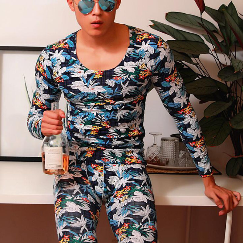 Thermal underwear for men long johns winter clothes men underwear set shirt compression underwear printed underpants pijama 201125