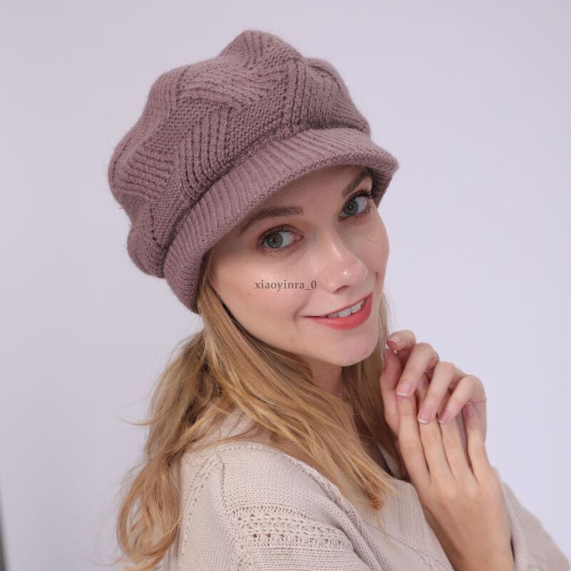 Berets Women Winter Warmer Solid Color Crochet Hat Cap Peaked Visor Brim Slouchy Beret Knitted Hats
Berets Women Winter Warmer Solid Color Crochet Hat Cap Peaked Visor Brim Slouchy Beret Knitted Hats