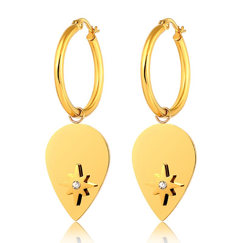18K Gold Plated Titanium Steel Crystal Teardrop North Star Charm Earrings Water Drop Hoop Earrings Female Jewelry Gift Wholesale
18K Gold Plated Titanium Steel Crystal Teardrop North Star Charm Earrings Water Drop Hoop Earrings Female Jewelry Gift Wholesale