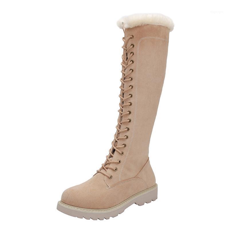 Warm Knee High Boots Women's Booties with Platform Shoes Woman Flats Winter Boots for Women's Shoes 2020 Boot Female Chaussures1, Beige