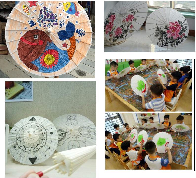 Bridal Wedding Parasols White Paper Umbrellas Chinese Mini Craft Umbrella 4 Diameter:20,30,40,60cm Wedding Decor Umbrellas For Wholesale