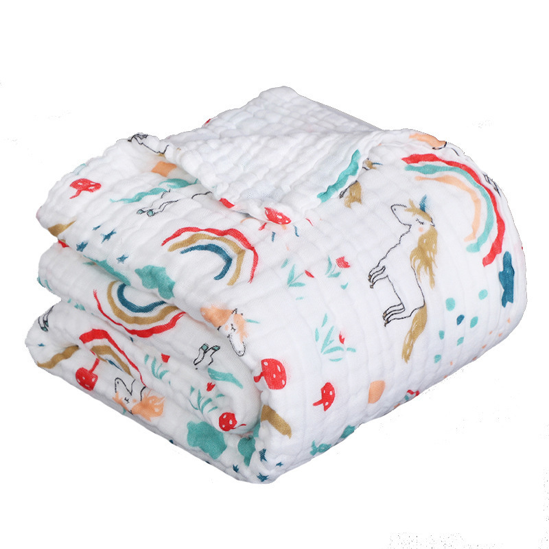HereNice Newborn Soft Animal Print Blanket Baby Cotton Bath Towel Blankets Kid Muslin Swaddle Wrap Girl Boy Cute Gauze LJ201208
