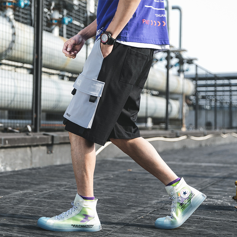 Streetwear Summer Men's Shorts Casual Sidepocket Cargo Shorts Men 2020 New Bermuda Knee Length Men Short Pants T200409