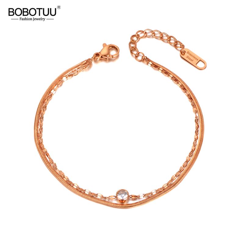 BOBOTUU Trendy Double Layer Stainless Steel Crystal Charm Strand Bracelet For Women Rose Gold Snake Chain Link Bracelet BB20043
BOBOTUU Trendy Double Layer Stainless Steel Crystal Charm Strand Bracelet For Women Rose Gold Snake Chain Link Bracelet BB20043