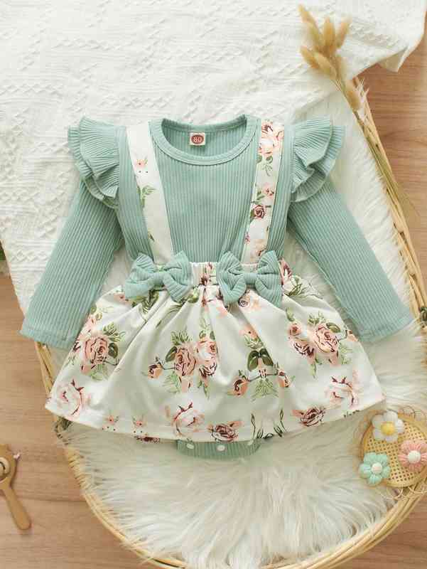 Baby Girl Floral Print Bow Front Dress SHE