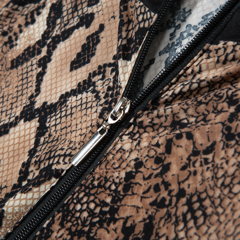 Street Fashion Patchwork Jumpsuit Women Sexy Snake Skin O Neck Long Sleeve Women Slim Tracksuit One Piece Ankle Length Pants T200509