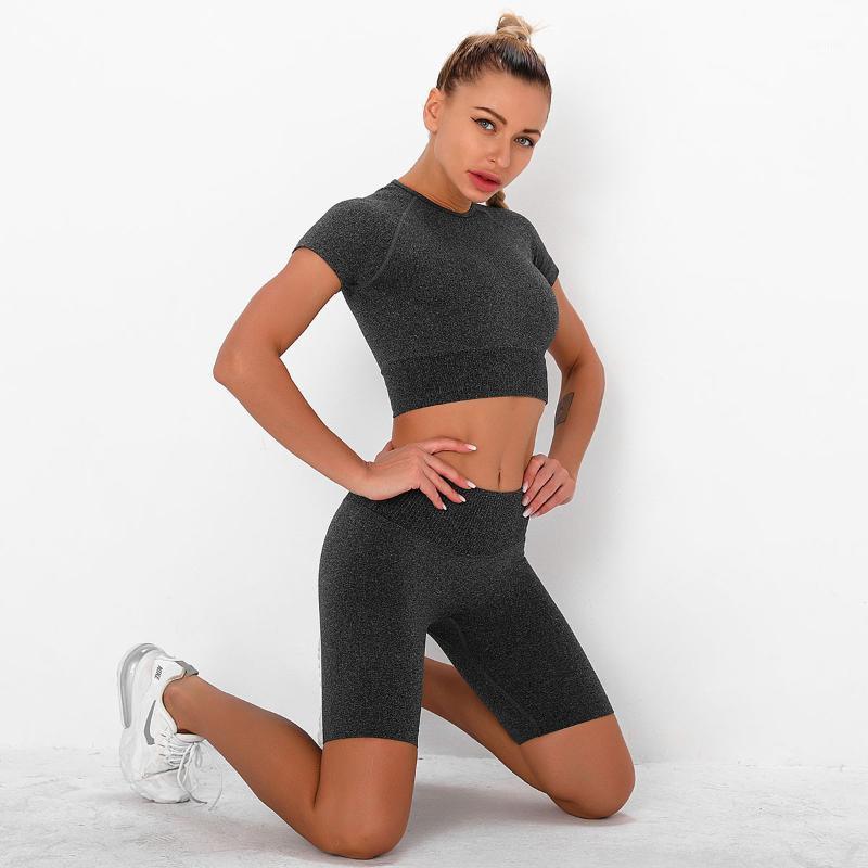 Ribbed Seamless Yoga Set Women Short Sleeve Crop Top Biker Shorts Gym High Waist Tight Leggings Solid Fitness Suit Workout Sets1, Black
Ribbed Seamless Yoga Set Women Short Sleeve Crop Top Biker Shorts Gym High Waist Tight Leggings Solid Fitness Suit Workout Sets1, Black