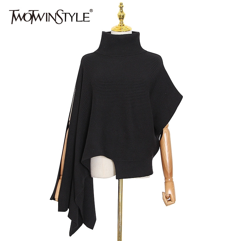 TWOTWINSTYLE Asymmetrical Casual Women Sweater Turtleneck Irregular Sleeve Loose Oversized Pullovers Female Fall New Style 201111, Gray
TWOTWINSTYLE Asymmetrical Casual Women Sweater Turtleneck Irregular Sleeve Loose Oversized Pullovers Female Fall New Style 201111, Gray