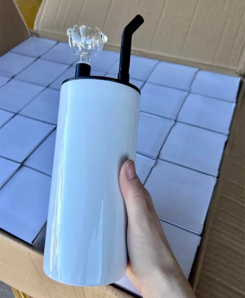22oz sublimation hookahs Cups cold smoking tumbler fatty straight tumblers with Smoking Lid Glass Bowl Water Pipe