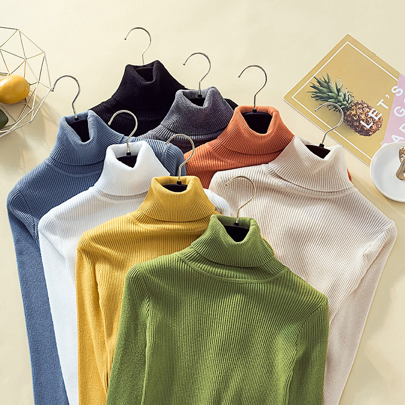 Pullover Turtleneck Sweater Women Solid Basic Slim Casual Tops Knitwear Autumn Winter Clothes Women Jumper Sweaters Pull Femme 201225