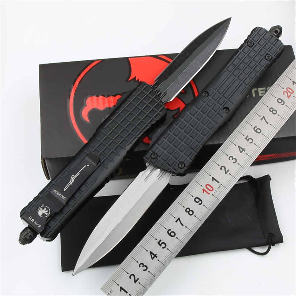 Microtech outdoor camping knife D2 blade Aluminum alloy handle stone wash surface automatic hunting edc knife
Microtech outdoor camping knife D2 blade Aluminum alloy handle stone wash surface automatic hunting edc knife