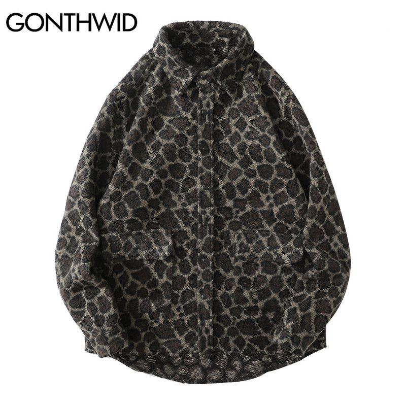 Thick Shirts Coat Streetwear Hip Hop Casual Leopard Pattern Front Pockets Long Sleeve Shirt Tops Harajuku Fashion Shirt, Kg-1
Thick Shirts Coat Streetwear Hip Hop Casual Leopard Pattern Front Pockets Long Sleeve Shirt Tops Harajuku Fashion Shirt, Kg-1