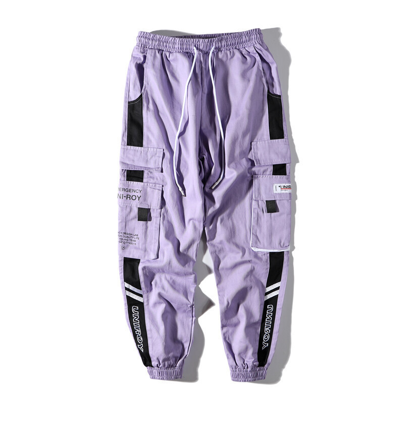 Harajuku Cargo Pants Men Streetwear Men Casual Elastic Waist Joggers Trousers Colorblock Hip Hop Harem Pants 201110
