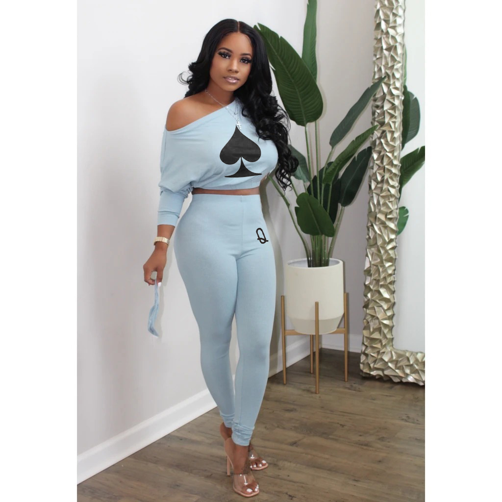 Wholesale fashion pants casual ladies sports printed letters long-sleeved t-SHIRTpant Suit 2-piece jogging