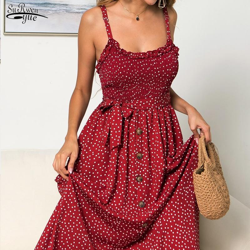 Casual Dresses 2022 Summer Slash Neck Sleeveless Party Beach Print Midi Dress Women's Sling Polka Dot Long Sundress Arrival, Black;gray
Casual Dresses 2022 Summer Slash Neck Sleeveless Party Beach Print Midi Dress Women's Sling Polka Dot Long Sundress Arrival, Black;gray