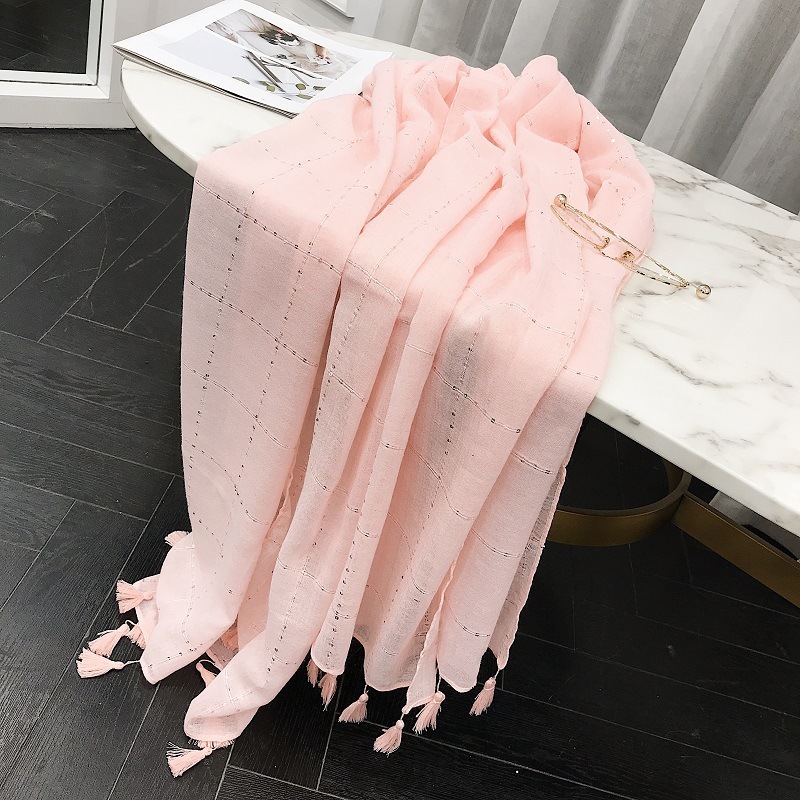 Fashion Plain Navy Blue Sequin Plaid Tassel Viscose Shawl Scarf Autumn Warm Wrap Pashmina Sjaal Muslim Hijab Snood 180*90Cm Y201007