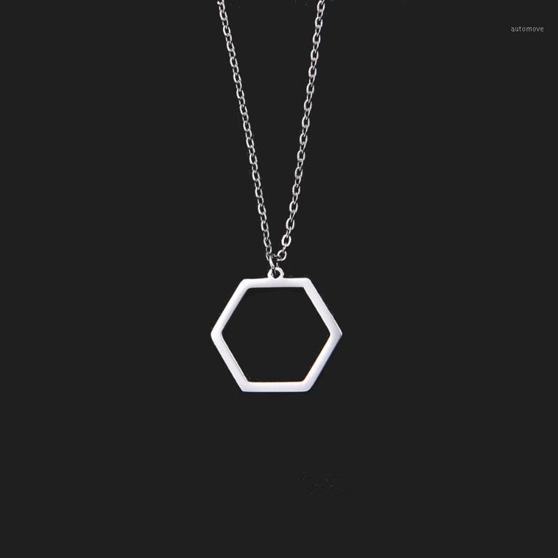 

Cazador Hexagon Geometrical Stainless Steel Necklace Hollow Pendant Necklace For Unisex Gift Simple Design Jewelry1