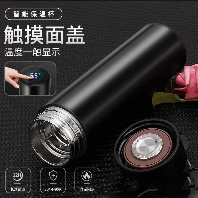500ml Keep Water Bottle Thermal Thermos Temperature Display Vacuum Insulated Cup Stainless Steel Travel Coffee Mug Thermos Flask 201204