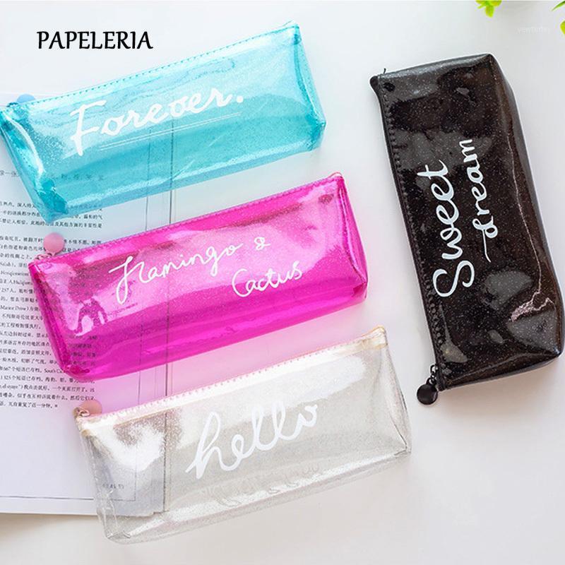 Transparent Student PencilCase for School English Letter Pencil Case Kawaii PVC Black Pencil Bag Box Stationery School Supplies1 
Transparent Student PencilCase for School English Letter Pencil Case Kawaii PVC Black Pencil Bag Box Stationery School Supplies1