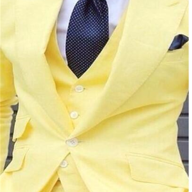 Latest Coat Pants Yellow Men's Blazer Slim 3 Pieces Skinny Groom Dress Custom Prom Style Jacket Men Suits Set costume homme 201105