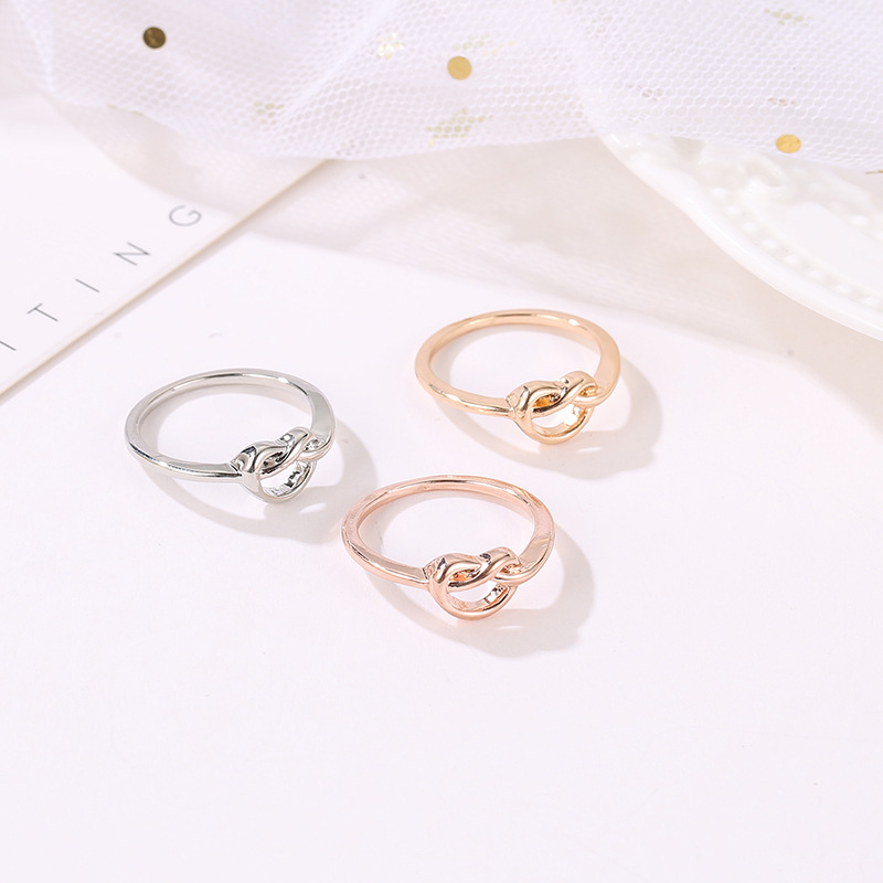 Gold Silver Black Stainless Steel Heart Knot Ring Pattern Design Men And Women Lovers Tail Rings Fashion Jewelry Wholesale Price