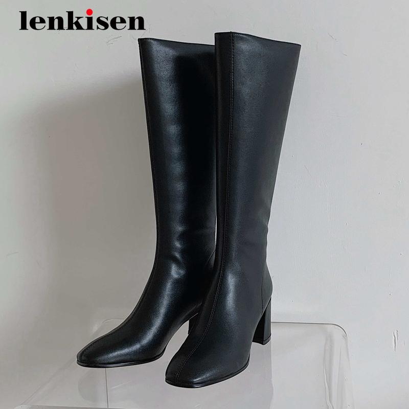Lenkisen hot equestrian boots split leather three colors dating round toe thick high heel zipper pretty girl knee-high boots L00, Beige
Lenkisen hot equestrian boots split leather three colors dating round toe thick high heel zipper pretty girl knee-high boots L00, Beige