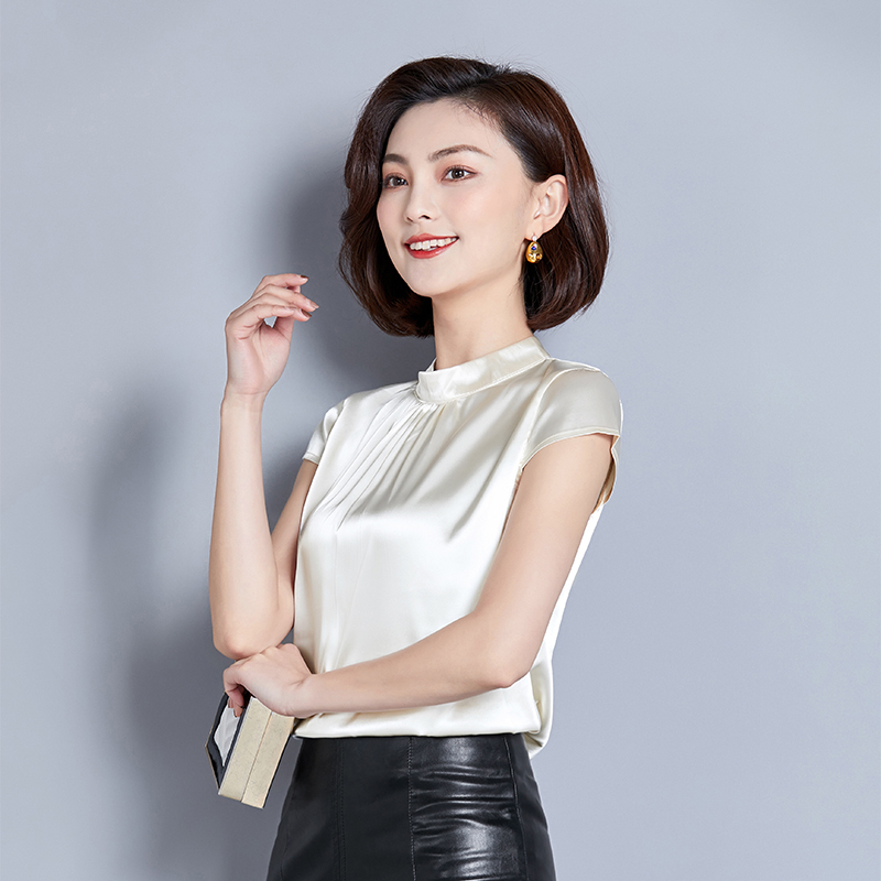 Womens Tops and Blouses Casual OL Silk Blouse Summer Loose Basic Satin Shirt Work Wear Blusas Feminina Tops Shirts Plus Size XXL T200322