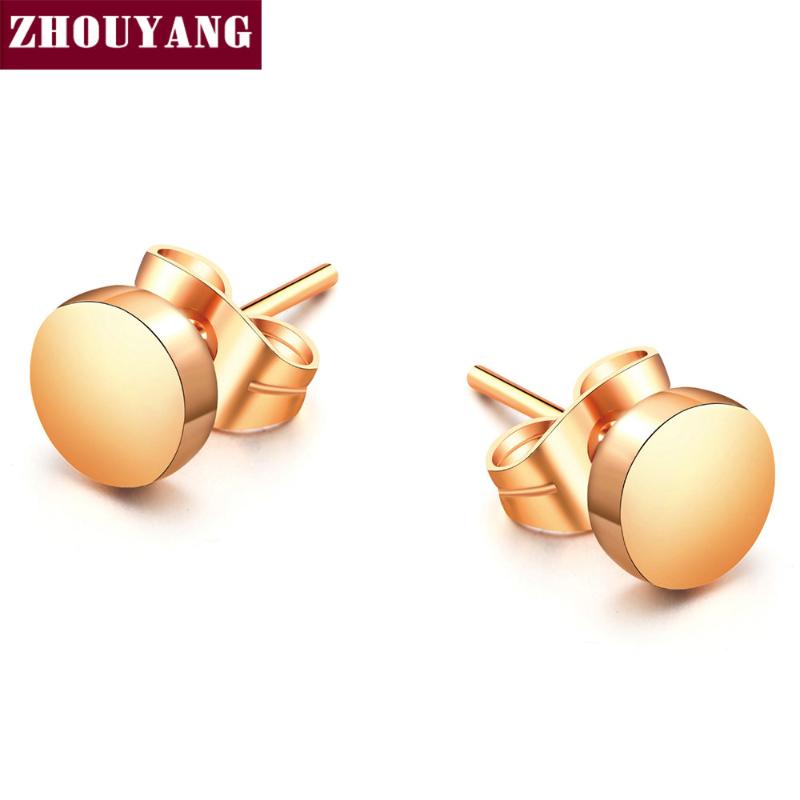 Top Quality Concise Smooth Round Rose Gold Color Stud Earring ZYE573 ZYE581 ZYE584